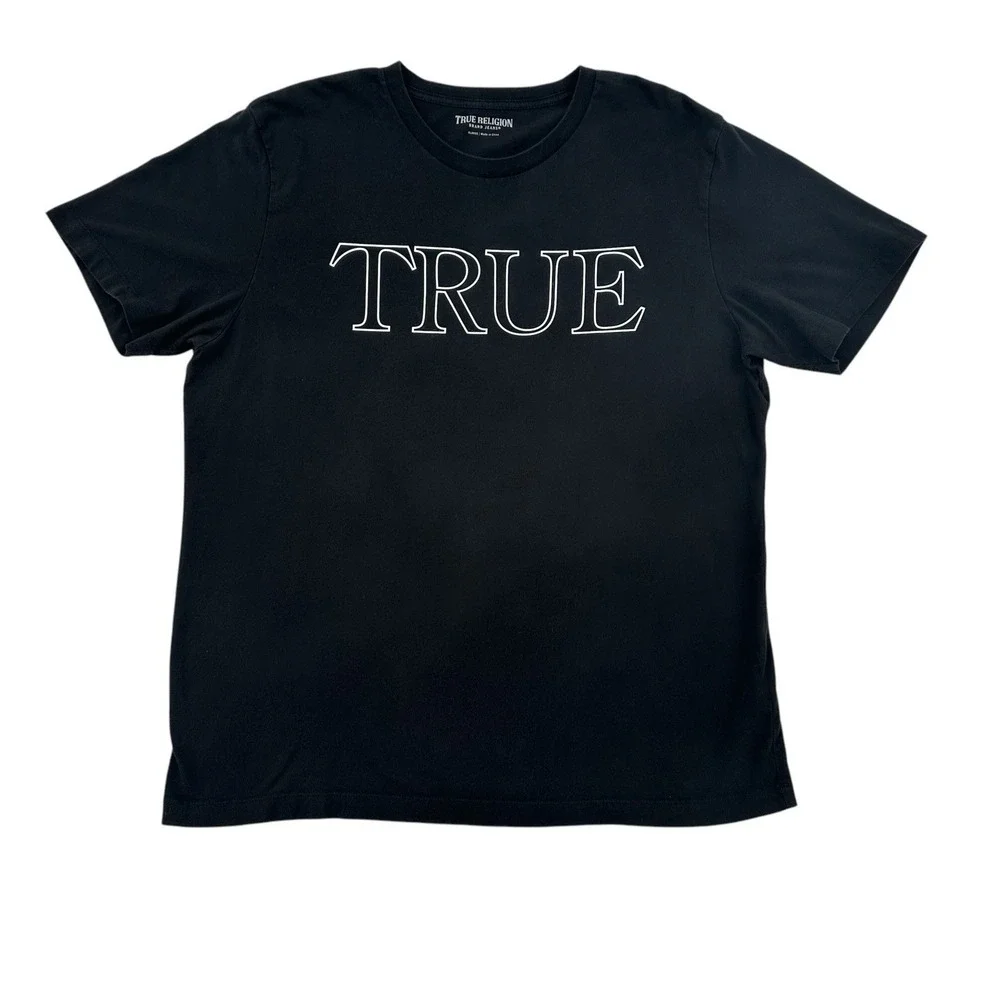 True Religion Black TRUE RLGN Mens XL Graphic T-Shirt Short Sleeve Cotton Tee